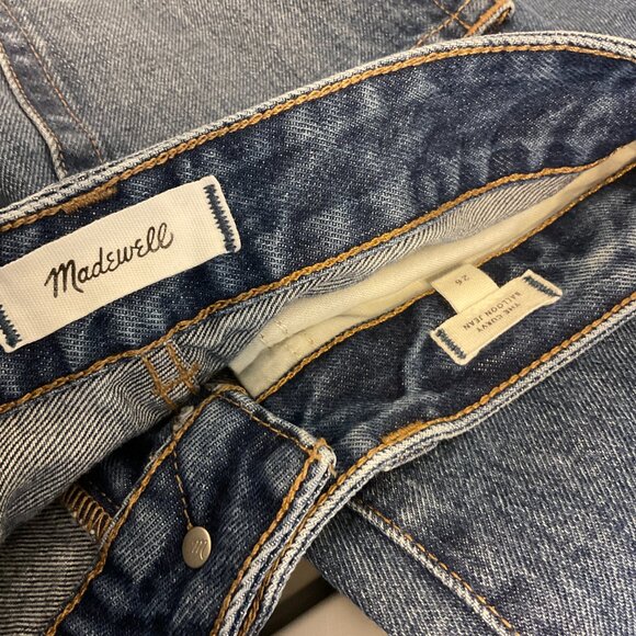 Madewell The Curvy Balloon Jeans 26 Blue Dark Wash Raw Hem - Picture 11 of 11